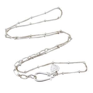 Vintage Sterling Silver 925 Beaded & Cable Chain Necklace | Adjustable 17”-19”